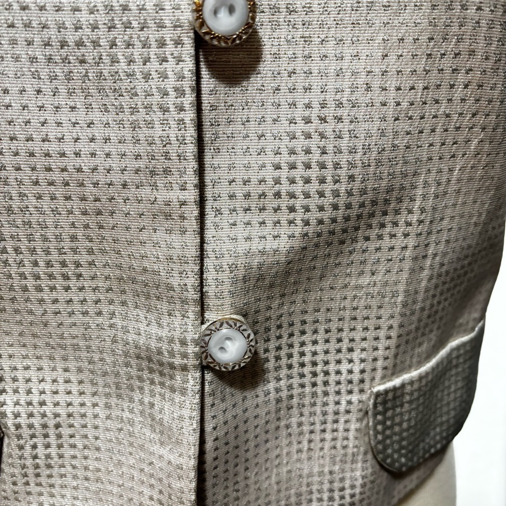 anilee Cropped Jacket 3/4 Sleeves & button front. Silver metallic lamay Size S - Picture 5 of 12